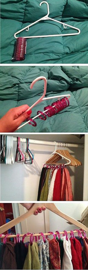 Хранение шарфов в шкафу