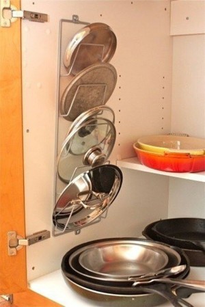 Хранение крышек от кастрюль и сковородок